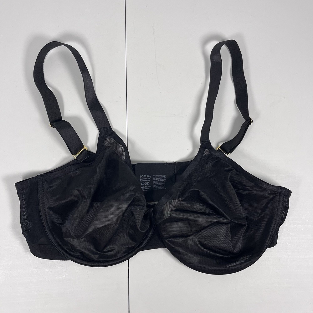 Soma Bra Womens 40DD Unbelievable Lift Unlined Perfect Coverage Underwire Black